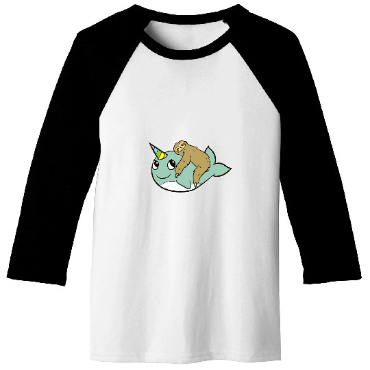 Sloth Pet Gift Narwhal Cute Sloth Riding On Narwhal Baseball Tees