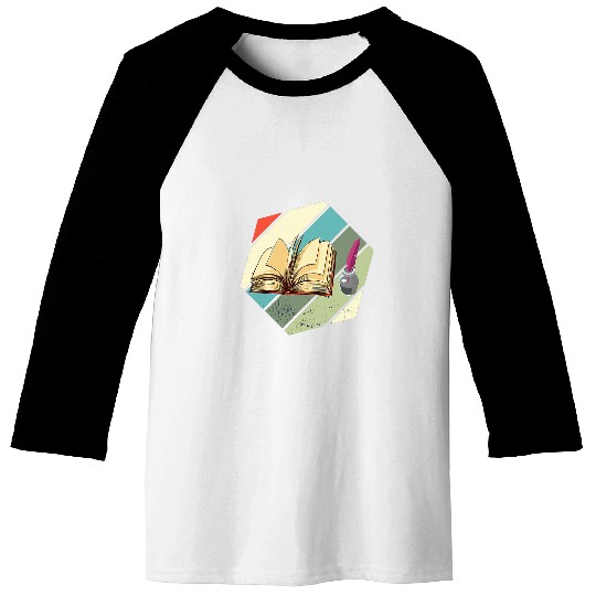 Book Fun Writer Hexa Retro Writing Novel Reading Baseball Tees