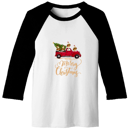 Truck Fun Eagle Driving Christmas Tree Truck Eagle Christmas Baseball Tees