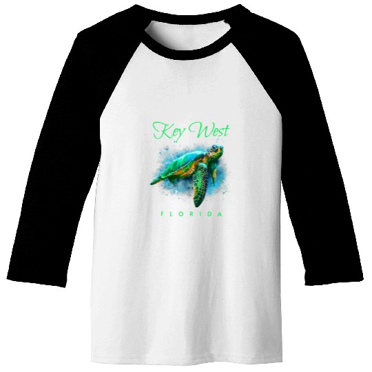 Turtle Pet Key West Florida Watercolor Sea Baseball Tees
