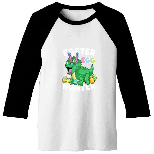 Dinosaur Pet Easter Egg Hunter Triceratops Bunny Egg Hunting Baseball Tees