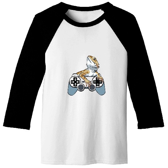 Bearded Dragon Pet Playing Video Game Reptiles Gamer Controller 1 Baseball Tees