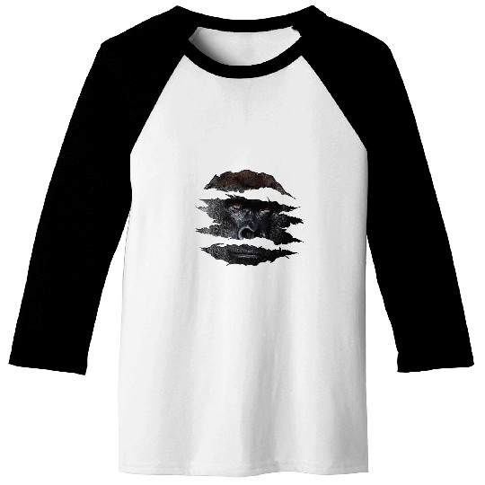Gorilla Pet African Gorilla Eye Claw Gorilla Monkey Face Silhouette Baseball Tees