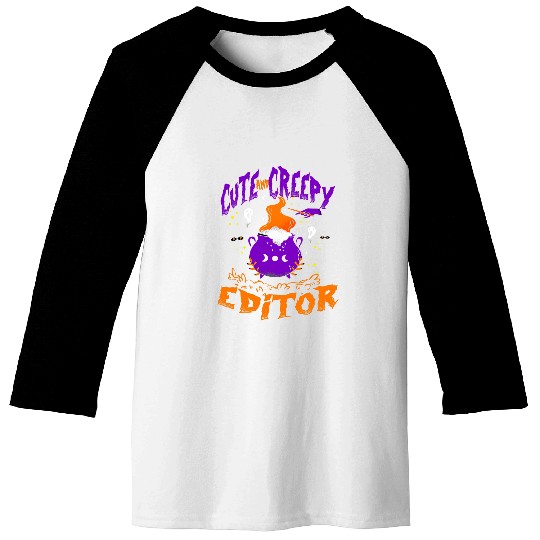 Cute and Creepy Editor 2Funny Editor Halloween Baseball Tees