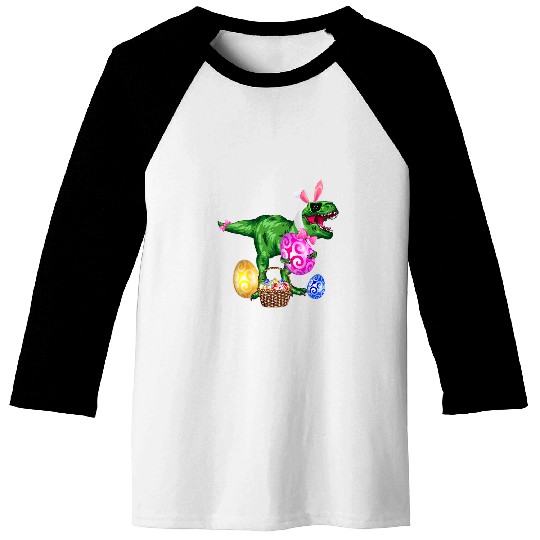 Dinosaur Pet Easter Egg Basket Bunny Dinosaur Trex Happy Easter Baseball Tees