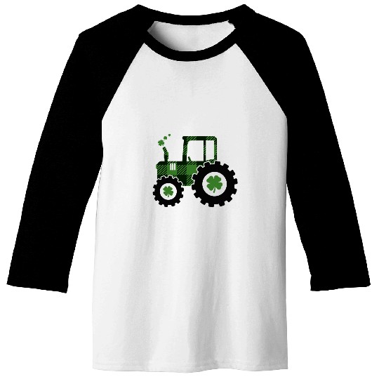 Tractor Fun driving Lucky Flannel Green Plaid Baseball Tees