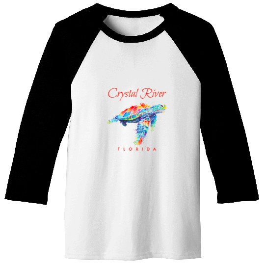 Turtle Pet Crystal River Florida Watercolor Sea Turtle 1 Baseball Tees