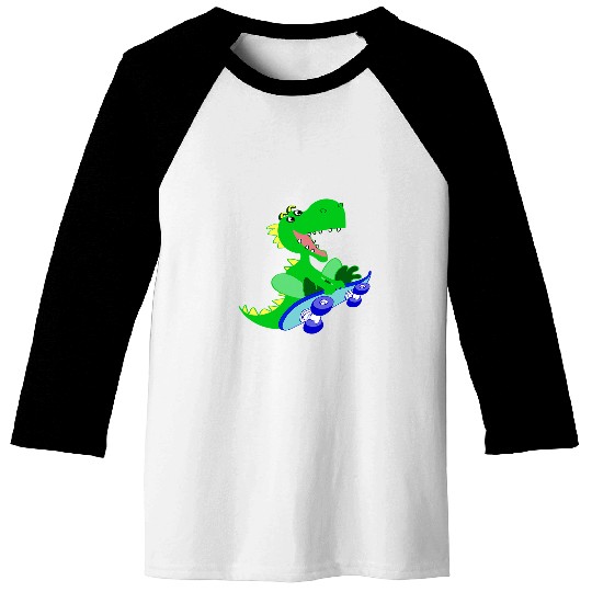 Dinosaur Pet Skater Dinosaur on Skateboard Cute Baseball Tees