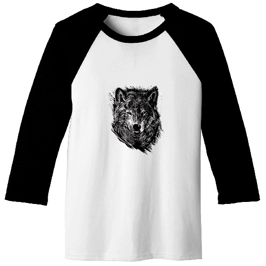 Coyote Mammal wolfs Head Painting Creative Drawn Baseball Tees