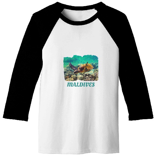 Turtle Pet Maldives Vacation Sea Turtle Scuba Diving Baseball Tees
