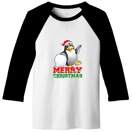 Penguin Pet Merry Christmas Cute Penguin Ugly Xmas Baseball Tees
