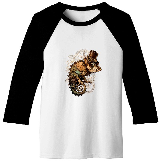 Chameleon Pet Steampunk Chameleon vintages Reptile Mechanical Gears Baseball Tees