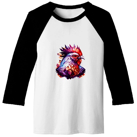 Chicken Pet Geometric Chicken Head Abstract Polygonal Baseball Tees