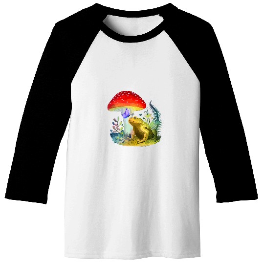 Frog Pet Cottagecore Aesthetic Frog Mushroom Butterfly Baseball Tees