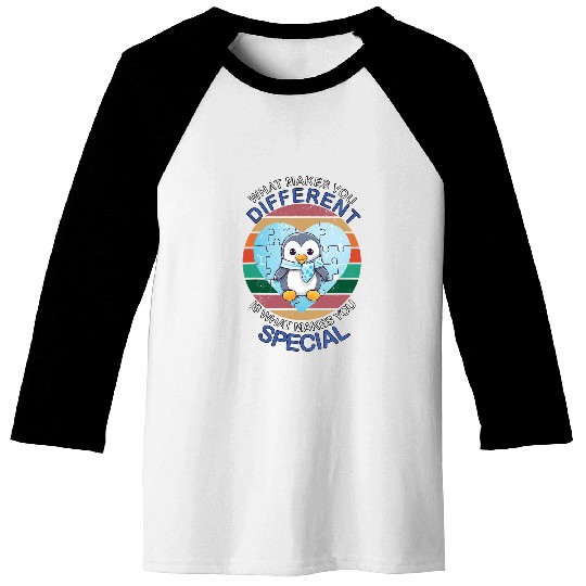 Autism Puzzle Blue Puzzle Autism Child Awareness Penguin Baseball Tees