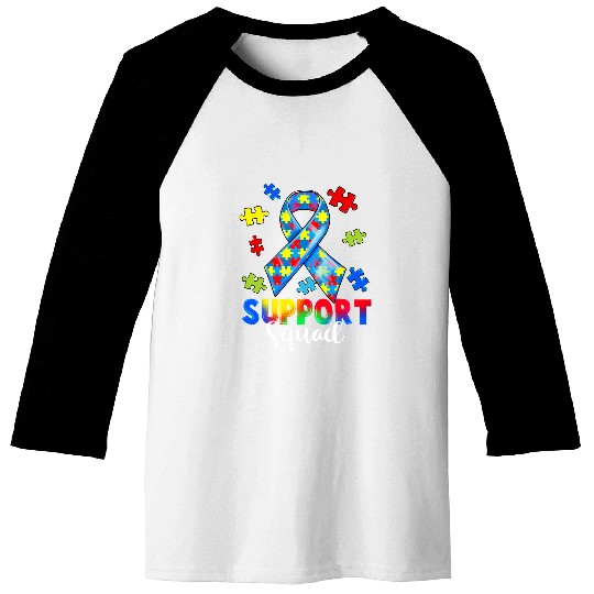 Autism Puzzle Support Squad Autism Awareness Month Puzzle Piece Ribbon Baseball Tees