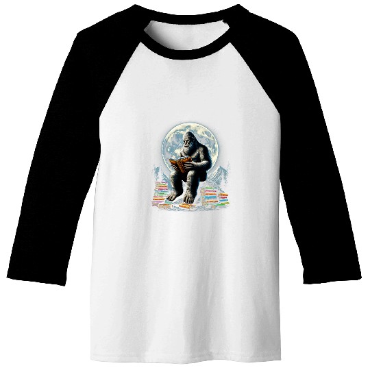 Book Fun Bigfoot Reading Book Sasquatch Reader Book Lover Reading Baseball Tees