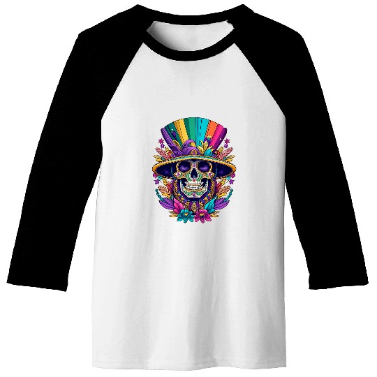 Mardi Gras Skull Top Hat New Orleans Witch Doctor Voodoo 23 Baseball Tees