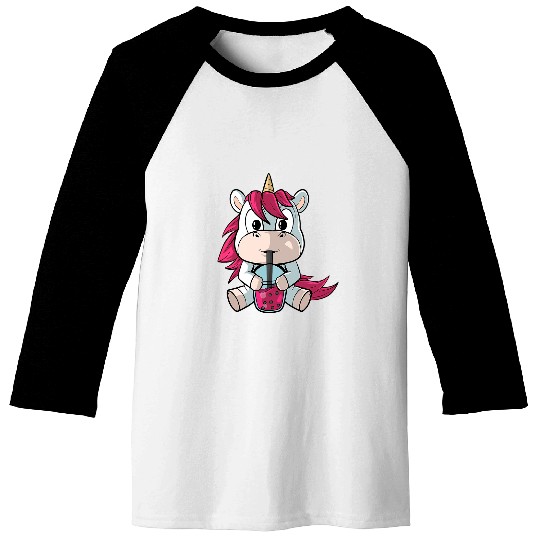 Unicorn Pet loves bubble tea Baseball Tees