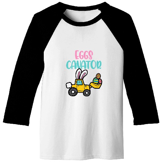 Excavator Fun Easter Excavator Eggs Cavator Construction Boy Toddler Youth Baseball Tees