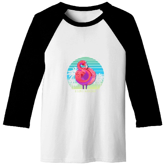 Flamingo Pet 80s Flamingo I Love Shrimp Baseball Tees