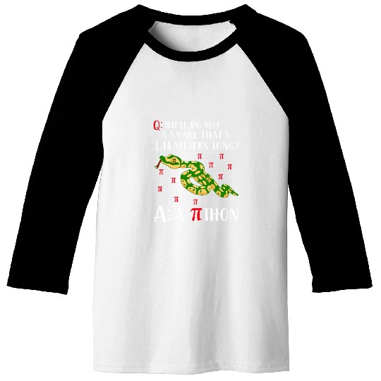 Python Pet Pithon Pi Symbol Funny Math Teacher Pi Day 664 33 Baseball Tees