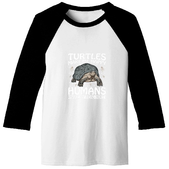 Turtle Pet Make More Happy Funny Tortoise Baseball Tees
