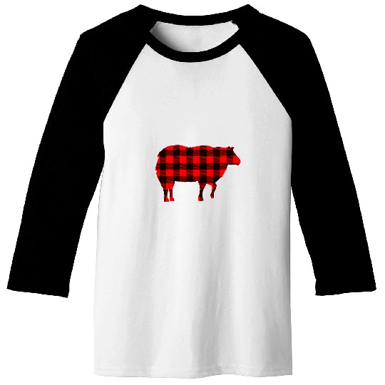 Sheep Pet Red black plaid gingham sheep Christmas Matching Pajama Baseball Tees