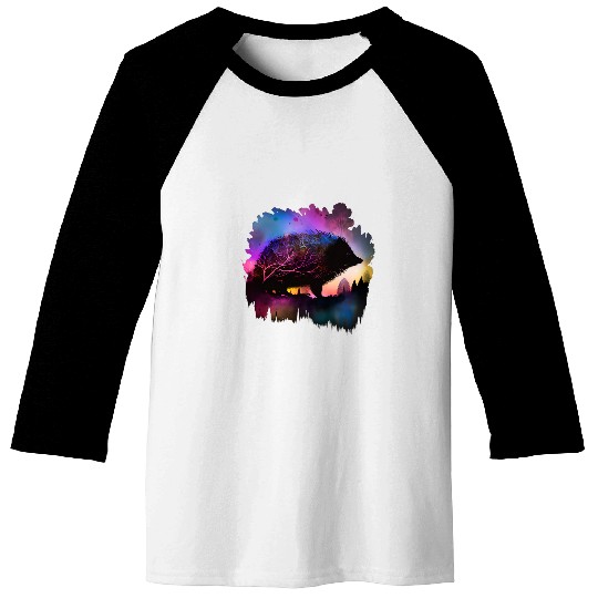 Hedgehog Pet Colorful Wilderness Nature Hedgehog Reflection Baseball Tees