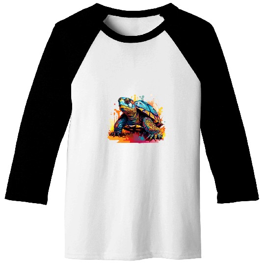 Turtle Pet Eastern Box Turtle Lover Colorful Splash Art Baseball Tees