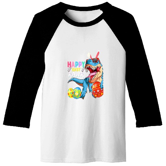 Dinosaur Pet Happy Easter Day Cute Bunny Rawr Saurus rexs Eggs 2 9 Baseball Tees