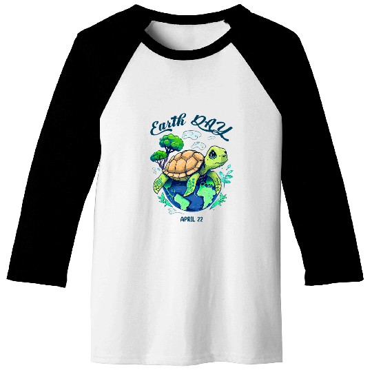 Turtle Pet Earth Day Restore Earth Sea Turtle Art Save the Planet 9 Baseball Tees