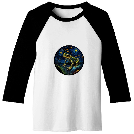 Frog Pet Poison Dart Frog in Starry Night Painting Men Women Kids 1 Baseball Tees