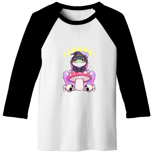 Frog Pet Pastel Goth Kawaii Mushroom Moon Phase Grim Reaper Frog Baseball Tees