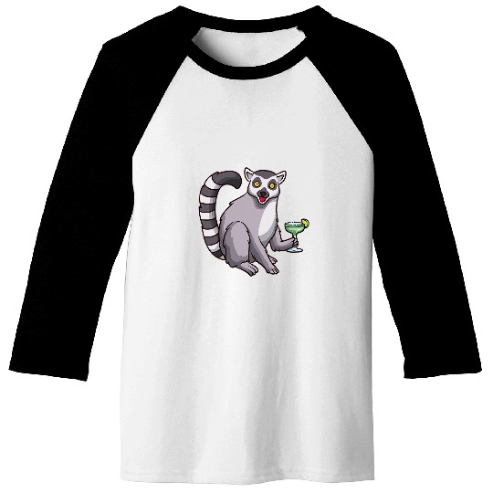 Lemur Pet Drinking Margarita Baseball Tees