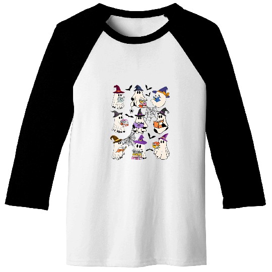 Book Fun ghosts Reading Teacher Halloween Librarian Book Lover School 06 Baseball Tees