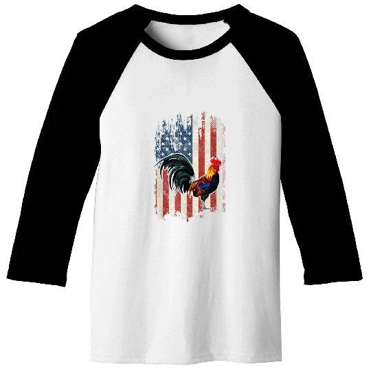 Chicken Pet American Flag Cock Fighting rooster Baseball Tees