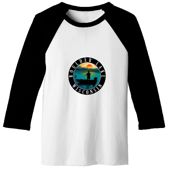 Fishing Fun Boulder Lake Wisconsin Fishing Baseball Tees