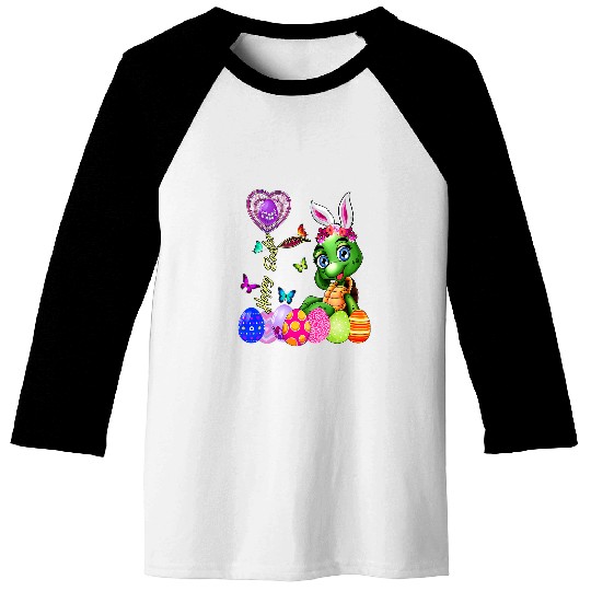 Turtle Pet Happy Easter Egg Hunt Cute Bunny Turtle Toddler Girl Kid Baseball Tees