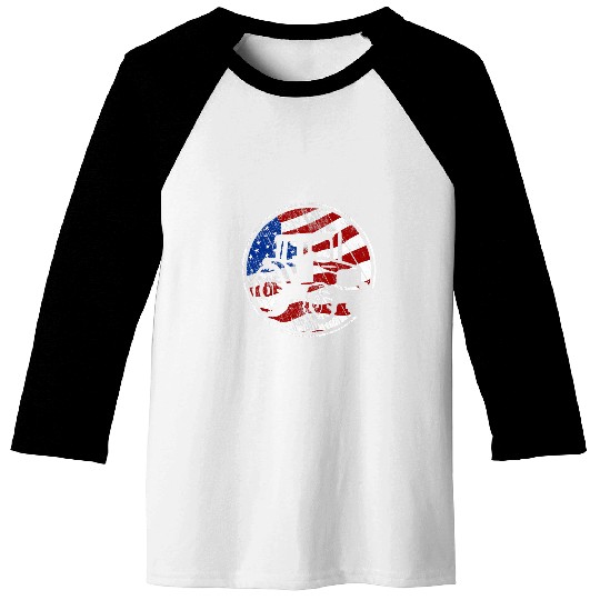 Tractor Fun driving Pulling American Flag vintages Tractor Pulling Baseball Tees
