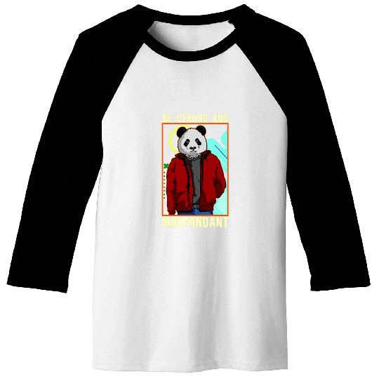 Hipster Panda Bear Be Strong And Independent Pun Pandas Rock Baseball Tees