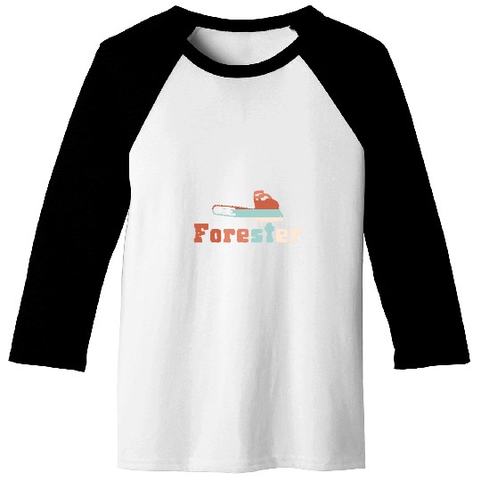 Retro Forester Chainsaw Forest Logging Forestry Baseball Tees