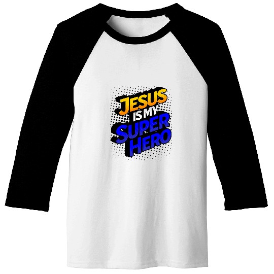 Book Fun Jesus Is My Superhero Comic Book Christian Baseball Tees