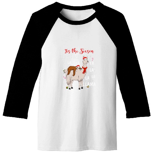 Sloth Pet Christmas  Fa la la llama Christmas Baseball Tees