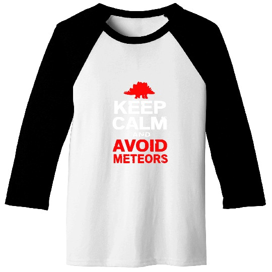 Dinosaur Pet Keep Calm And Avoid Meteors Funny Dinosaur Stegosaurus Baseball Tees