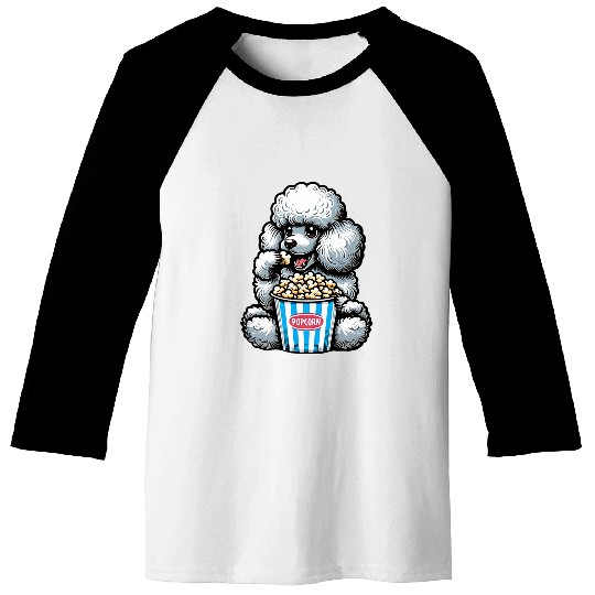 Poodle Pet Dog Popcorn Costume Cinema Baseball Tees