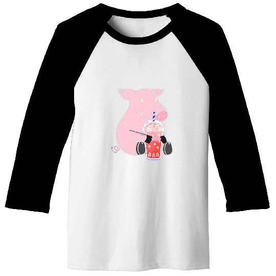 Pig Pet Bubble Tea Design Boba Tea Pig Bubble Tea Baseball Tees