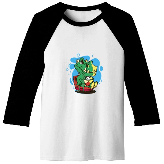 Dinosaur Pet Cinema Themed Dinosaur TRex Popcorn Baseball Tees