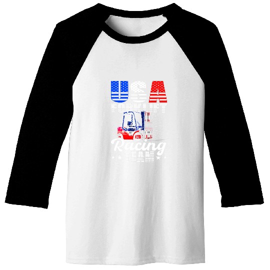 Forklift Fun USA Forklift Operator Racing Team Warehouse Worker Baseball Tees