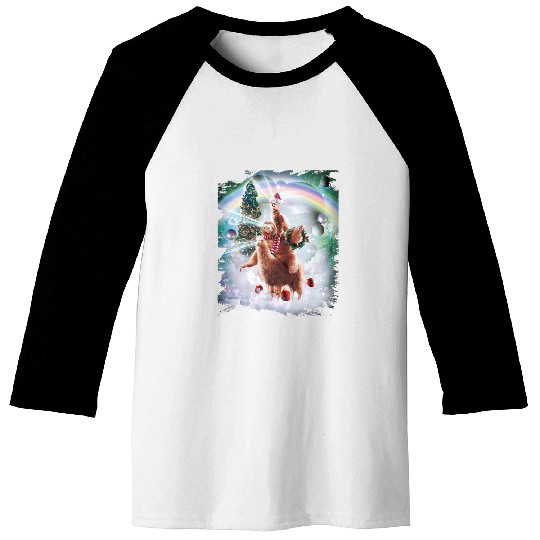 Sloth Pet Christmas Laser Eyes Space Cat Riding Sloth Lama xmass Baseball Tees